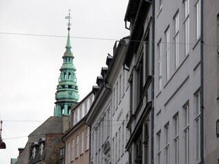 Amagertorv and the spire of the Nikolaj church - Copenhagen - Denmark