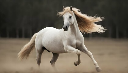 A Horse With Its Mane Flying Behind It In Motion