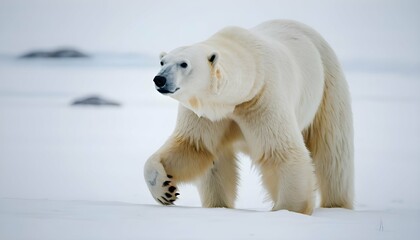 A Polar Bear With Its Ears Flicking Back And Forth - obrazy, fototapety, plakaty
