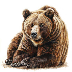 A lying brown bear, colored pencil drawing