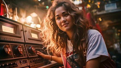 90s teens dance with boombox in the city,generative ai.