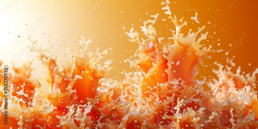 Poster  An Energetic Splash of Orange Liquid Captures the Dynamic Interplay of Movement and Color, Generative AI