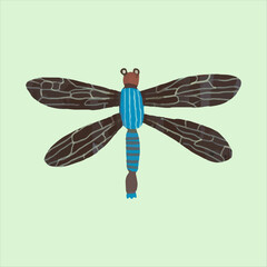 Dragonfly. watercolor painting vector of cute insect. isolated animal illustration.