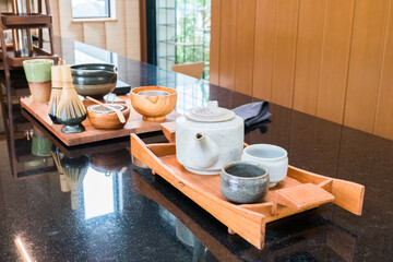 Set of Organic Green Matcha Tea ceremony.