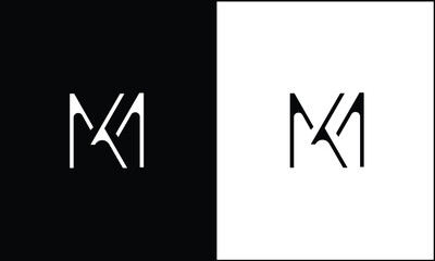 KM, MK, K, M, Abstract Letters Logo Monogram