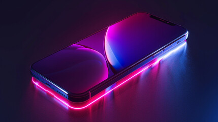 Smartphone mockup in neon lights