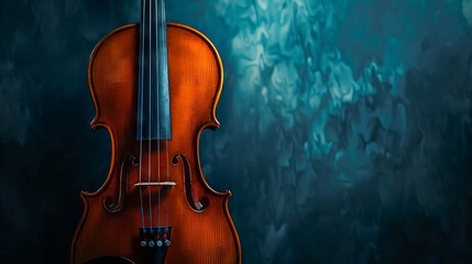 violin on blue background