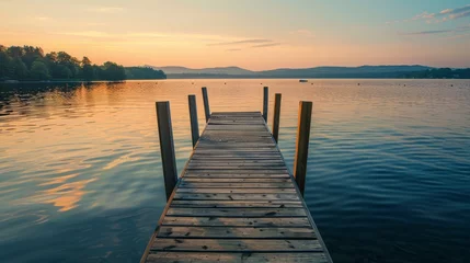 Tafelkleed wooden pier on the lake © Nihad