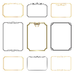 Decorative vintage frames and borders. Decorative wedding frames, antique museum picture. Isolated icons vector set