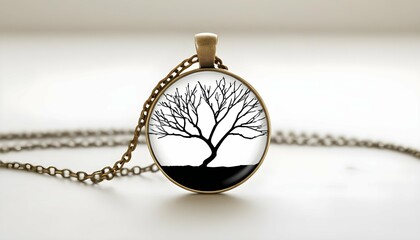 A Pendant Necklace Featuring A Delicate Tree Branc