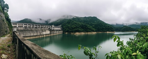 view of the large hydroelectric dam during the day