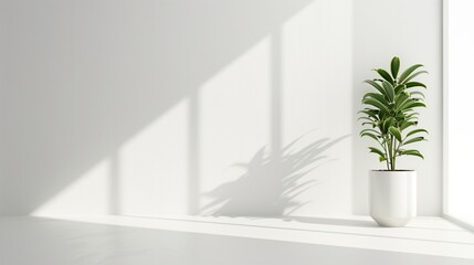 A white Empty room Surreal Minimalistic style morning light copy space - obrazy, fototapety, plakaty