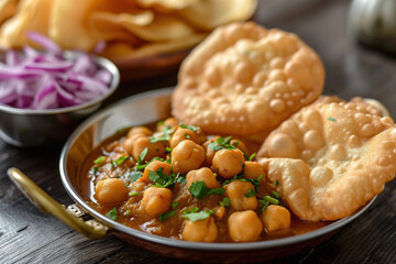 A plate of chole bhature, a vegetarian dish from the Punjab region of the Indian subcontinent