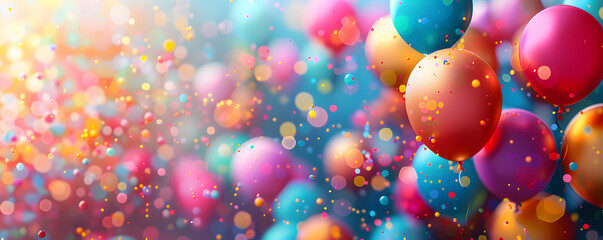 Fototapeta na wymiar Festive Balloons and Confetti Celebration Background