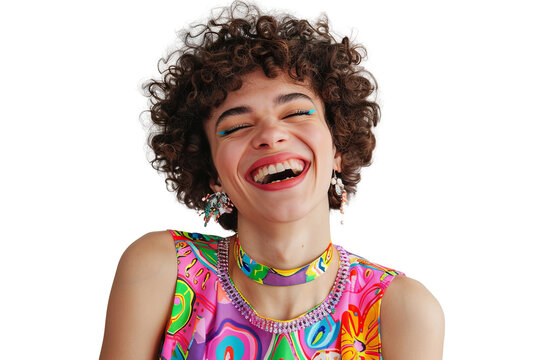 Portrait shot of Young joyful Gay man with colorful lgbt dress isolated on transparent background, Gay transgender smile and posing with trendy lifestyle.