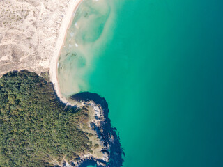 Aerial view of back sea coast near Arkutino beach, Bulgaria - 758285386