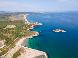 Aerial view of back sea coast near Arkutino beach, Bulgaria - 758285704