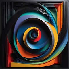 Fototapeta premium Gray background with colorful swirl twisting towards center.