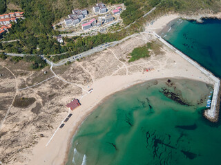 Aerial view of back sea coast near Arkutino beach, Bulgaria - 758285771