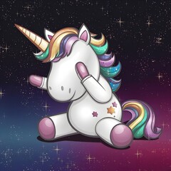 dabbing unicorn with stars,generative ai