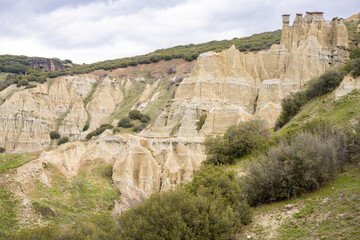 Kula Fairy Chimneys, Kula Geopark at location Manisa, Turkey. Kula Volcanic Geopark, also known as Kuladoccia (Kuladokya).