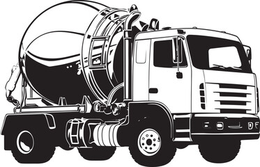Vibrant Cement Mixer Vector Illustration with Machinery Detail and Building Site Operations
