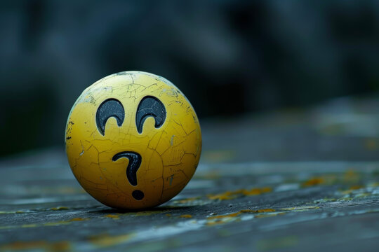 a smiley face with a question mark and a confused expression - Powered by Adobe