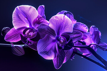 A vibrant purple orchid, its petals resembling silk. The photographer captures the play of light on...