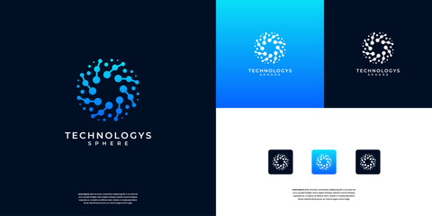 Abstract Sphere Circle Logo. Corporate Globe Technology Logo Design Inspiration.