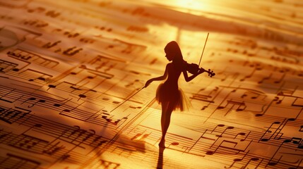 silhouette of a person with a violin