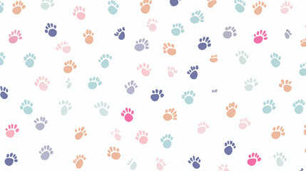 Multicolored Paw Prints on White Background. Generative AI