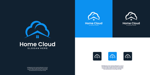 Cloud and home real estate logo design inspiration.