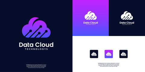 Cloud computing digital logo design inspiration.