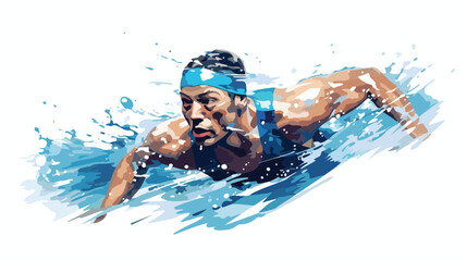 A swimmer doing a freestyle stroke with perfect for - obrazy, fototapety, plakaty