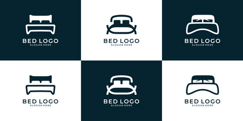 Set of bed logo design inspiration.