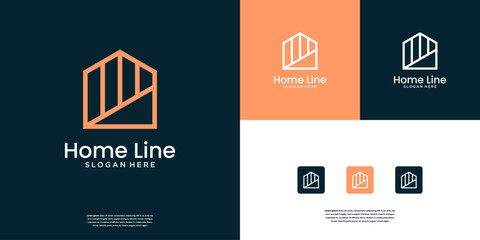 Home Real Estate with line art style logo design inspiration.