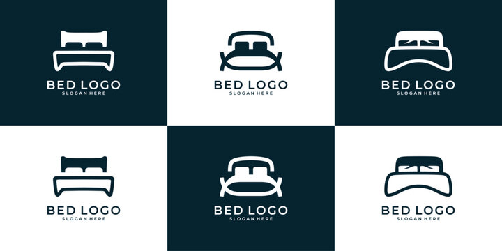 Set of bed logo design inspiration.