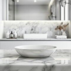 Fototapeta na wymiar White Bathroom Interior with Blurred Background