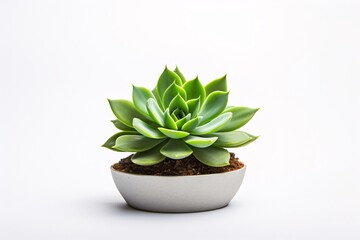 Lush green succulent plant, its fleshy leaves contrasting beautifully with the stark white space