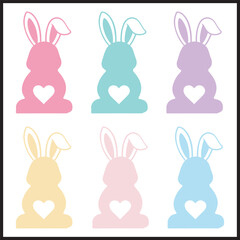 6 Easter Bunny Vector Design | Cut File | Circuit |  EPS File