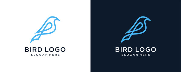 Fototapeta na wymiar creative linear bird logo design