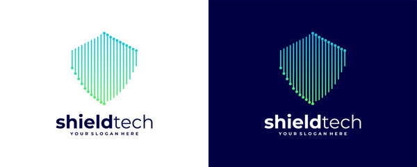 tech shield security logo design template element
