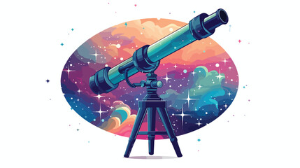 A telescope pointed towards a swirling galaxy fille - obrazy, fototapety, plakaty