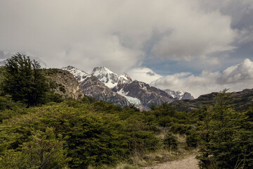 Obraz premium Beautiful nature of Patagonia. Fitz Roy trek, view of Andes mountains, Los Glaciers National Park, El Chalten, Argentina