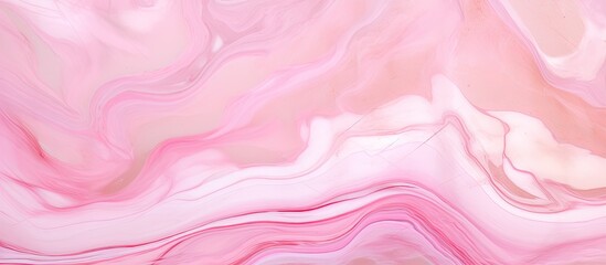A detailed closeup of a marble texture in shades of pink, white, and brown, resembling a beautiful painting with a delicate pattern of swirls and veins