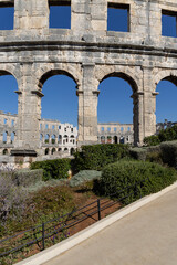 Fototapeta na wymiar Monumental Roman amphitheatre Pula Arena, Pula, Croatia, Istria