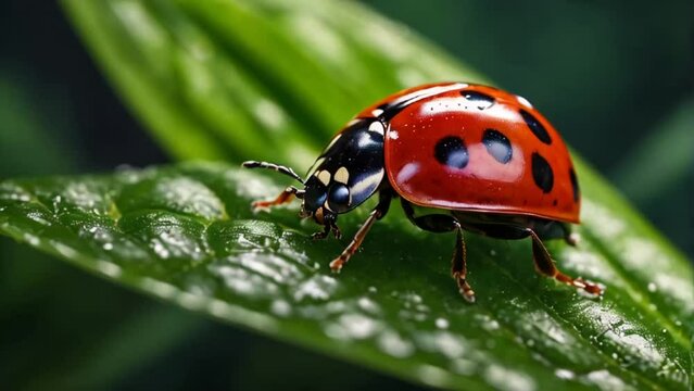 ladybug on a leaf macro