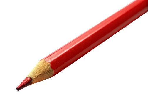 Red pencil isolated on transparent background.