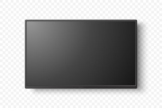 Vector 3d Realistic Modern TV Screen. Minimalistic Stylish Lcd Panel, Led TV Frame. Large Computer Monitor Display Design for Mockup. Blank Television Template. Catalog, Web Site Concept. Front View