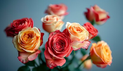 Array Of Roses In Vibrant Red And Yellow Tones With Softly Blended Edges And Dewy Petals